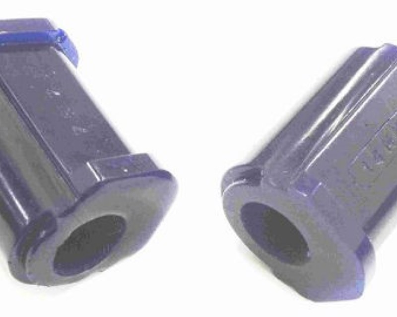 Purple polyurethane bushing kit with a smooth finish, featuring a cylindrical shape and flared ends, designed for rear suspension stabilizer bars in specific Lexus and Toyota models.