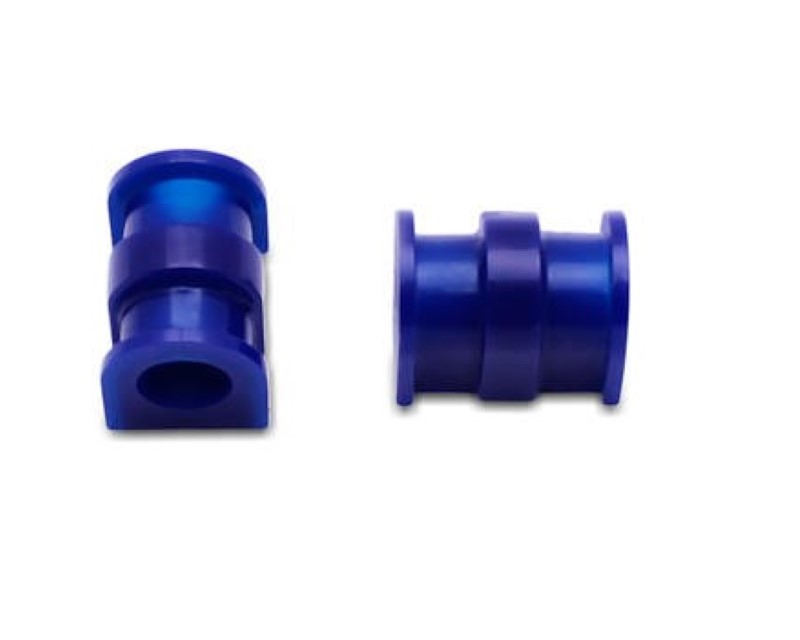 Blue polyurethane sway bar mount bush kit featuring a cylindrical design with a 19mm inner diameter, designed for front axle installation.