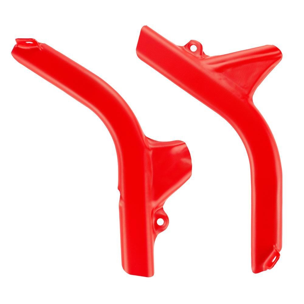 Bright factory red plastic frame guards designed for Beta Rev/Evo 80 models from 2004 to 2025, featuring a sleek, contoured shape for optimal protection.