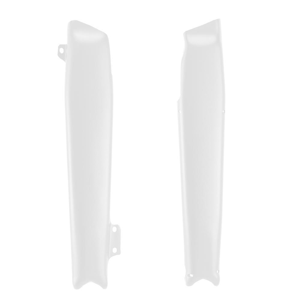 Factory white swing arm covers for Beta Evo models 125/200/250/290/300 (2009-2025) by Apico, featuring a smooth, durable plastic design with precise cutouts for easy installation.