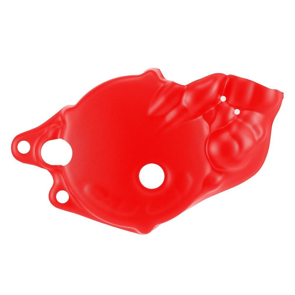 Bright factory red clutch and water pump cover made of durable material, featuring a textured surface and cutouts for mounting on Gas Gas TXT/TXT Pro/Racing models from 2002-2016.
