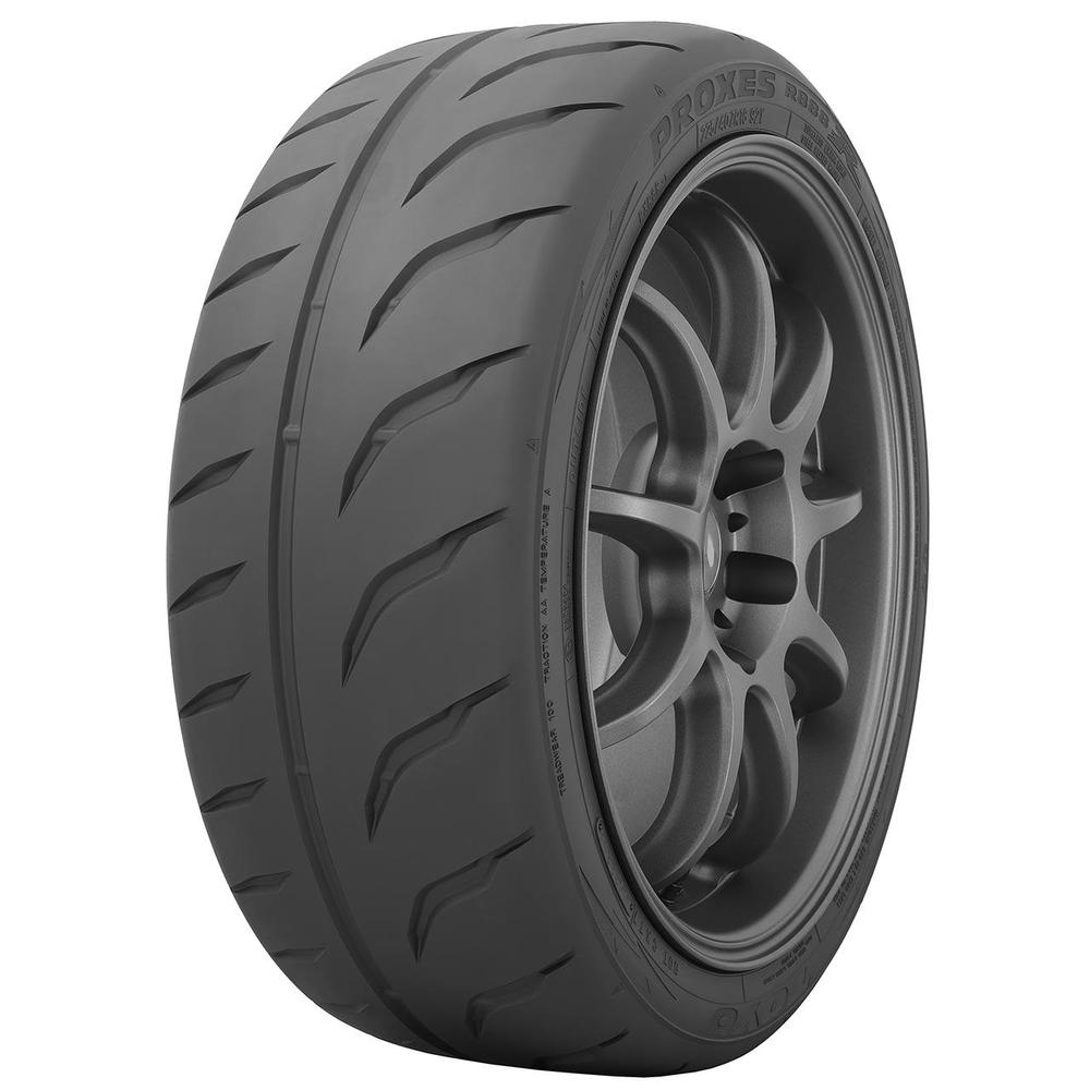 Black summer tire with a sleek, aggressive tread pattern, labeled "Toyo Proxes R888R 205/45 R16 87W," designed for passenger cars and optimized for performance.