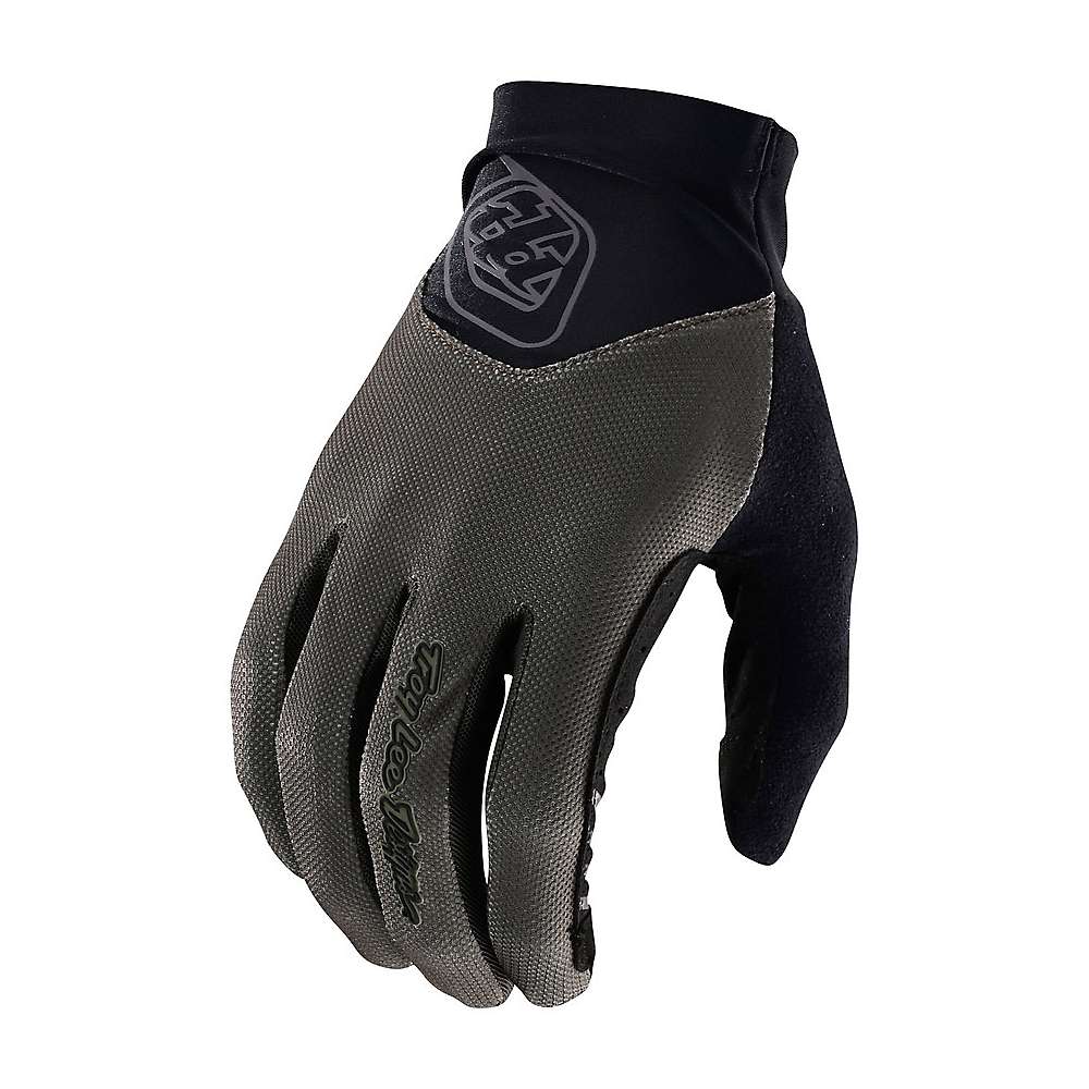 Troy Lee Designs Ace 2.0 textile gloves in military color, featuring a textured gray palm, black accents, and a snug fit for enhanced grip and comfort.