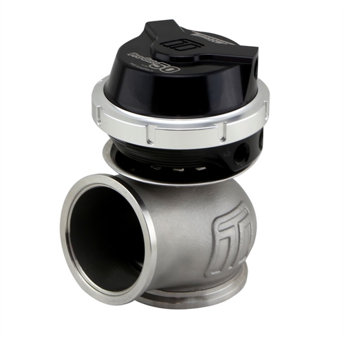 Black and silver Turbosmart V Series WG50 Gen V Pro-Gate 50 wastegate with a metallic body and a distinctive top cap featuring the Turbosmart logo.