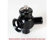 Black aluminum dual port blow-off valve with a shiny silver adjustment knob, featuring a cylindrical body and two outlet ports for universal fit.
