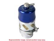 Black BOV Vee Port Pro by Turbosmart features a metallic body with a blue top, designed for Subaru vehicles, showcasing a compact, durable construction with a prominent adjustment screw.