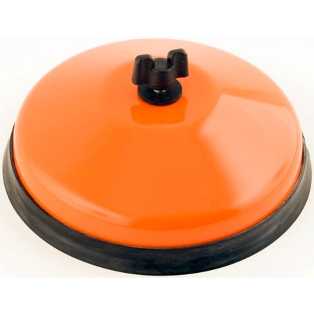 Bright orange air filter cover with a smooth, rounded design and a black rubber base, featuring a central black knob for easy installation, compatible with Honda models.