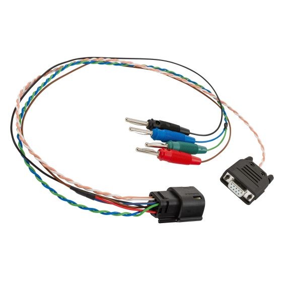 VDO Programming Cable features a black connector with multiple colored wires (red, green, blue) and a DB9 connector, designed for Singleviu Gauges.