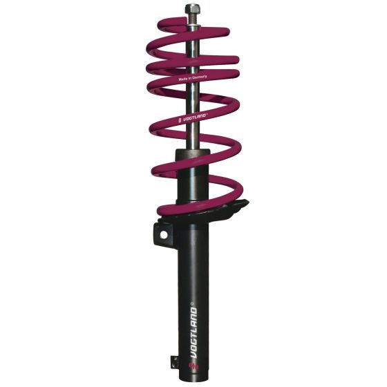 Vogtland Club Lowering Suspension Kit featuring a black shock absorber with a prominent purple coil spring, designed to lower the front by 35mm and the rear by 30mm.