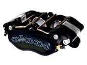 Black Wilwood Dynapro lug mount caliper featuring two 1.38-inch pistons, designed for 1.25-inch rotors, with a 5.25-inch mounting pattern and metallic accents.