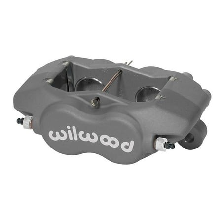 Gray forged aluminum Wilwood caliper featuring dual pistons, designed for 1.38-inch and 1.25-inch rotors, with prominent white "Wilwood" logo on the side.