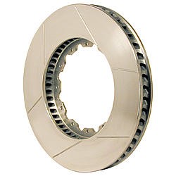 Wilwood 160-3315 GT 48 Curved Vane Rotor in a metallic silver finish, featuring curved vanes and a smooth edge design for enhanced braking performance.