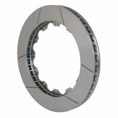 Wilwood 160-11316 GT 72 Curved Vane Spec 37 iron rotor, 14.25 inches in diameter, featuring a silver metallic finish and curved vanes for improved cooling and performance.