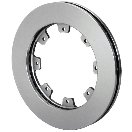 Wilwood 160-6984 Ultralite HP 32 Vane Rotor features a plain iron design with a silver finish and multiple mounting holes around the edge for easy installation.