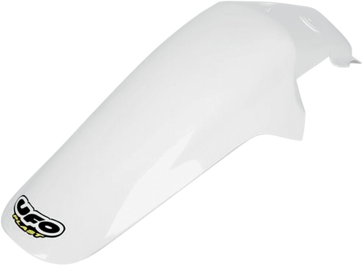 White plastic rear fender for Yamaha YZ 125/250 models from 1991-92, featuring a sleek design and a prominent UFO logo on the lower edge.