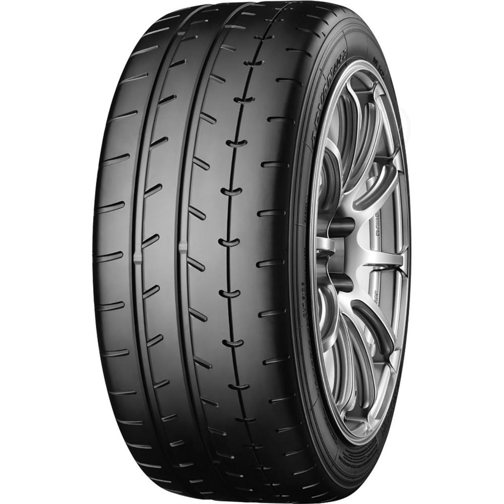 Black Yokohama Advan A052 tire (205/55 R16 94W XL) featuring a sleek, high-performance tread pattern and a shiny silver alloy wheel with multi-spoke design.