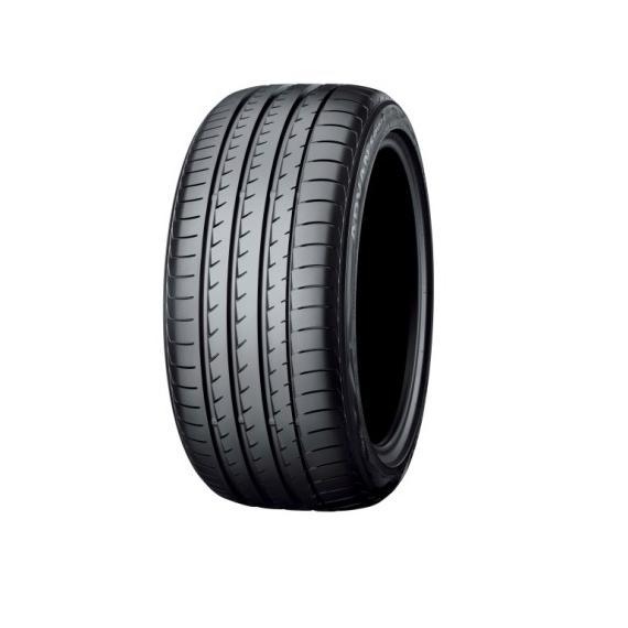 Black summer tyre with a sleek design, featuring deep grooves and a smooth surface, labeled "Yokohama ADVAN SPORT V105 R 295/35 R19 100Y."