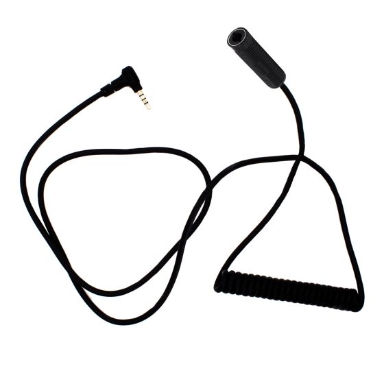 Black ZeroNoise Nexus female to 3.5mm jack adaptor with a coiled design, featuring a right-angle connector and a textured grip for easy handling.