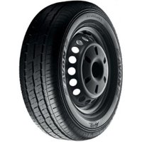 Black Avon AV12 tire with visible tread pattern, size 195/75 R16C, featuring multiple sidewall markings.