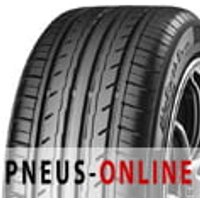 Yokohama BluEarth-ES (ES32) tire with black tread pattern and sidewall grooves, mounted on a silver alloy wheel.