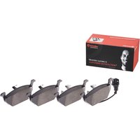 Brembo P85072 Prime Brake Pad Set with four gray brake pads and red branded box.