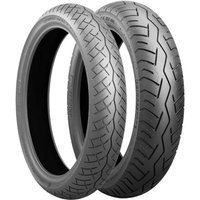 Black Bridgestone Battlax BT-46 motorcycle tyre, 110/80 18 size, with zigzag tread pattern and smooth sidewall.