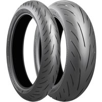 Bridgestone Battlax Hypersport S22 motorcycle tyre, black rubber with sleek tread pattern, size 110/70 R17, front.