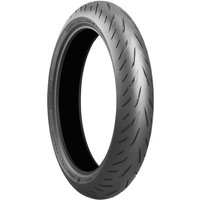 Black Bridgestone Battlax Hypersport S22 motorcycle tyre with sleek tread design, size 120/70 ZR17, front.