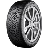 Bridgestone Blizzak 6 tire, 225/60 R17, black tread with detailed pattern, silver alloy wheel rim.