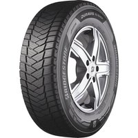 Black Bridgestone Duravis All-Season tire, 235/65 R16C, with detailed tread pattern and silver alloy wheel.