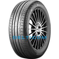 Bridgestone Turanza T001 RFT tire, 225/45 R17, black with rim protection, runflat design, detailed tread pattern.