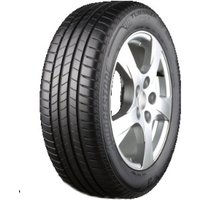 Bridgestone Turanza T005 RFT tire, 245/45 R18, black tread, silver rim, runflat with rim protection, sporty design.