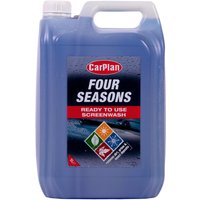 Blue CarPlan Four Seasons Screenwash 5L container with handle and red label.