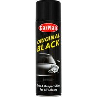 Black CarPlan Original Black Shine Spray can with red logo and car image, 500ml size.
