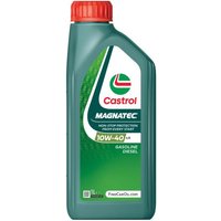 Green Castrol Magnatec 10W40 A/B engine oil bottle, 1 litre, with red cap and white label detailing.
