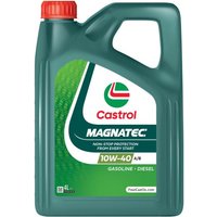 Green Castrol Magnatec 10W40 A/B engine oil container with red cap, 4-litre capacity, bold logo and label design.