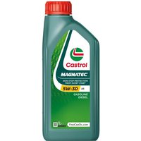 Green Castrol Magnatec 5W30 A5 engine oil bottle, 1 litre, with red cap and bold logo.