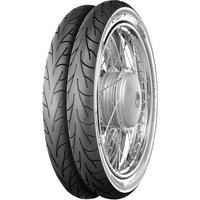 Black Continental ContiGo! motorcycle tyre, 110/80 17, with sleek tread pattern, mounted on a silver rim.