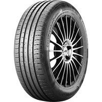 Continental ContiPremiumContact 5 tire, black with tread pattern, sidewall branding, mounted on a silver alloy wheel.