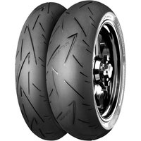 Continental ContiSportAttack 2 rear motorcycle tyre, 160/60 ZR17, sleek black tread with angular grooves.