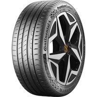 Continental PremiumContact 7 tire, 255/40 R18, black with kerbing rib, detailed tread pattern, and sidewall branding.