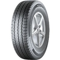 Continental VanContact A/S tire, 235/65 R16C, black tread with silver alloy wheel, 8PR rating.
