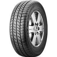 Continental VancoWinter 2 tire, black rubber with detailed tread pattern, mounted on a silver alloy wheel.