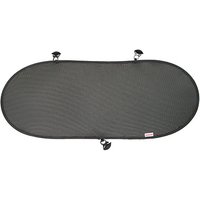 Black mesh Diono Sun Stop rear window sunshade with four suction cups and oval shape.