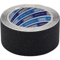 Black Draper safety grip tape roll, 3.7M x 50MM, heavy-duty texture, blue and white branded inner label.