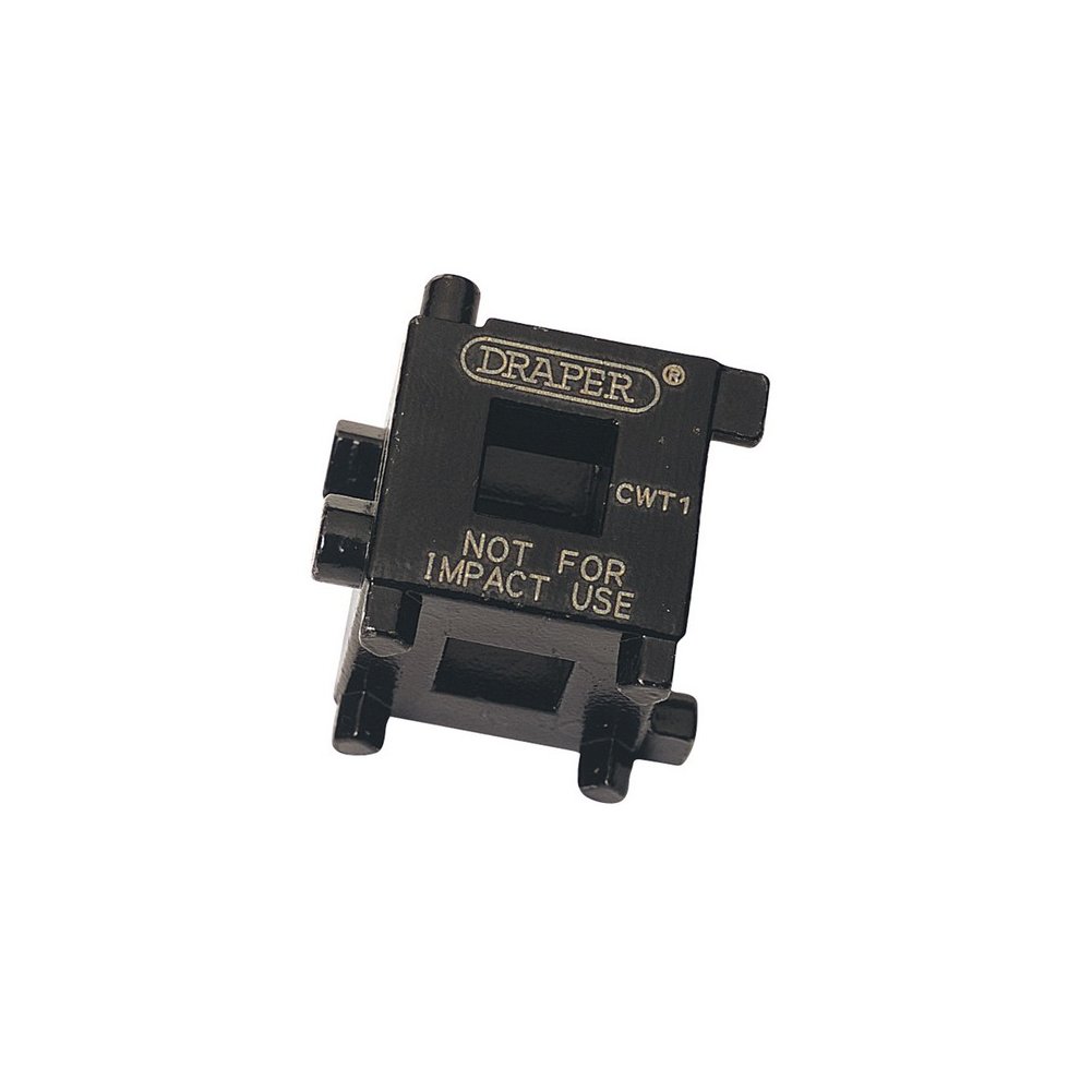 Black, square brake caliper wind back cube with multiple drive sockets, marked "Draper" and "NOT FOR IMPACT USE," designed for 3/8" square drive tools.