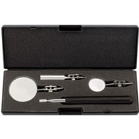 Draper 4 Piece Telescopic Pick Up Tool and Mirror Set in black case, includes round mirrors and extendable tools.