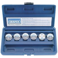 Blue Draper 6 Piece Injector Noid Light Kit in a plastic case with six circular noid lights and labeled compartments.