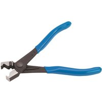 Silver Draper Expert hose clamp tool with blue handles and angled jaws for Clic and Clic-R clamps.