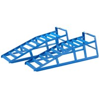 Blue Draper extra wide car ramps pair with grid pattern, 2-tonne capacity, sturdy metal construction.